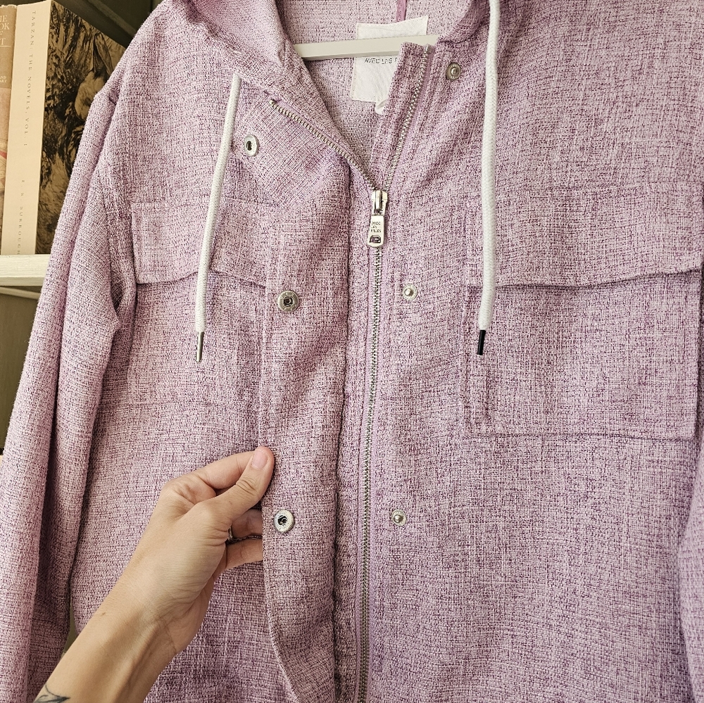 Avec Les Filles x Anthropologie Hooded Jacket Woven Lilac Purple Shacket - Picture 5 of 8